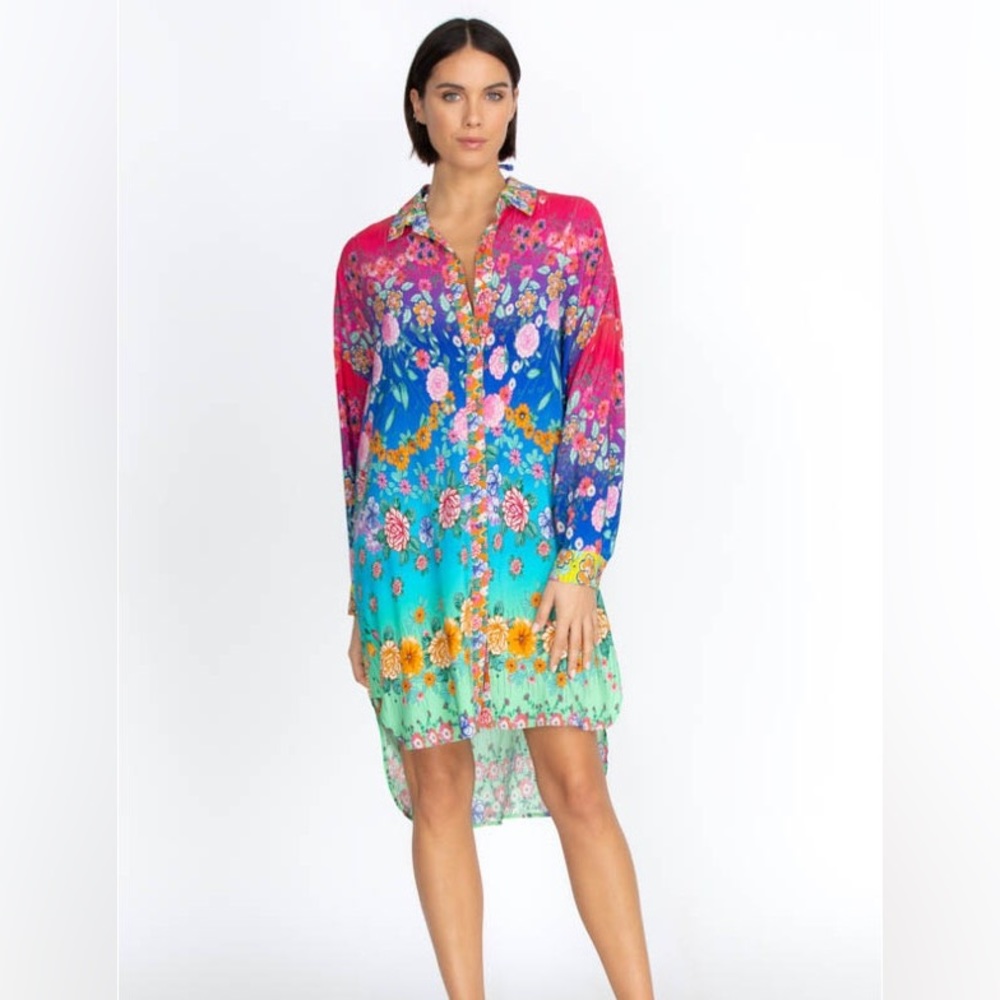 NEW Johnny Was Rainbow Midi Shirt Dress - Picture 5 of 15